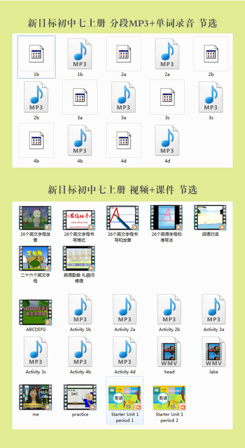 七年级英语上册视音频课件